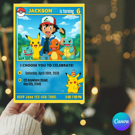 Pokemon Birthday Invitation – Digital Card Themed Template