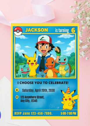 Pokemon Birthday Invitation – Digital Card Themed Template