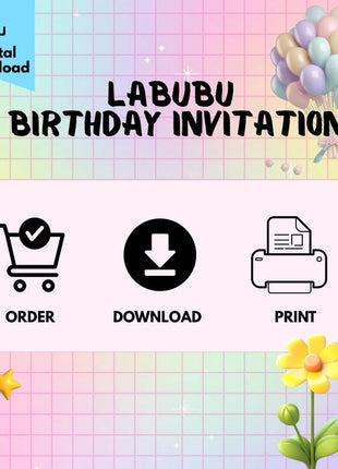 Editable Labubu Birthday Invitation – Canva Template | Instant Download