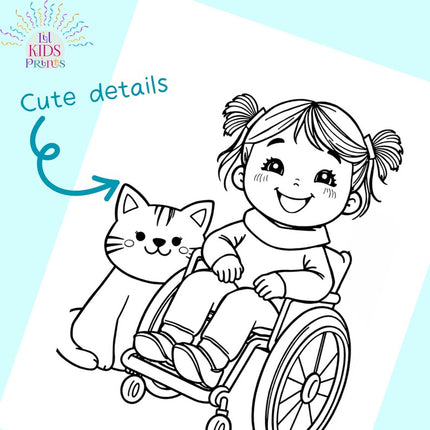Wheelchair Disability Coloring Pages for Kids | Inclusive Printable PDF | 8.5x11 | Instant Download | Boys & Girls - Crafty Temps