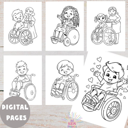 Wheelchair Disability Coloring Pages for Kids | Inclusive Printable PDF | 8.5x11 | Instant Download | Boys & Girls - Crafty Temps