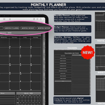 Dark Mode All In One Digital Planner Portrait 2025 2026 2027 Digital Journal, Digital Goodnotes Template, Weekly, Daily Planner - Crafty Temps