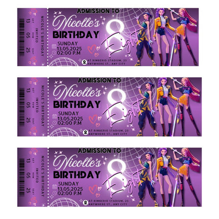 K-Pop Demon Hunter Birthday Invitation | 3 Editable Ticket Designs