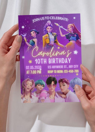 KPop Demon Hunter Birthday Invitation | Editable Canva Template | Kpop Anime Invite | Digital Download | Printable Birthday Card for Kids