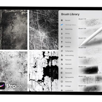 150 Grunge Texture Brushes for Procreate | Distressed, Gritty, Vintage, Scratch & Overlay Brush Pack | Procreate Texture Bundle | Digital Download - Crafty Temps