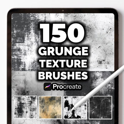150 Grunge Texture Brushes for Procreate | Distressed, Gritty, Vintage, Scratch & Overlay Brush Pack | Procreate Texture Bundle | Digital Download - Crafty Temps