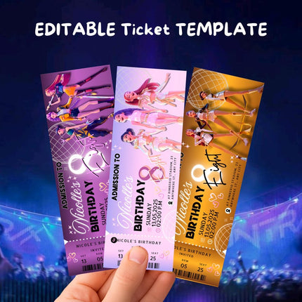 K-Pop Demon Hunter Birthday Invitation | 3 Editable Ticket Designs