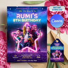 Editable KPop Demon Hunter Birthday Invitation Template, Huntrix Birthday Digital Invites, Custom K-pop Theme Birthday Card, Canva Template