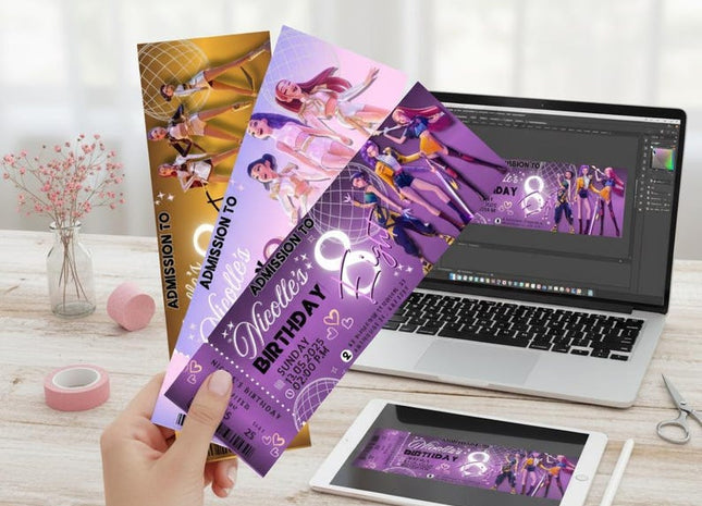 K-Pop Demon Hunter Birthday Invitation | 3 Editable Ticket Designs