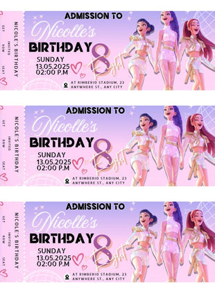 K-Pop Demon Hunter Birthday Invitation | 3 Editable Ticket Designs
