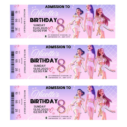 K-Pop Demon Hunter Birthday Invitation | 3 Editable Ticket Designs