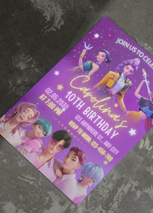 KPop Demon Hunter Birthday Invitation | Editable Canva Template | Kpop Anime Invite | Digital Download | Printable Birthday Card for Kids