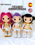 🎤 KPOP Demon Hunters Crochet Pattern Bundle – Rumi, Zoey & Mira Chibi Dolls
