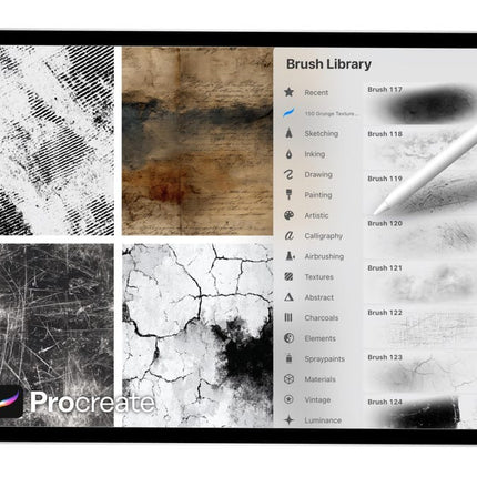 150 Grunge Texture Brushes for Procreate | Distressed, Gritty, Vintage, Scratch & Overlay Brush Pack | Procreate Texture Bundle | Digital Download - Crafty Temps