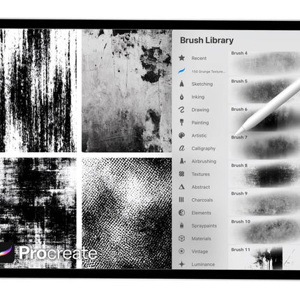 150 Grunge Texture Brushes for Procreate | Distressed, Gritty, Vintage, Scratch & Overlay Brush Pack | Procreate Texture Bundle | Digital Download - Crafty Temps
