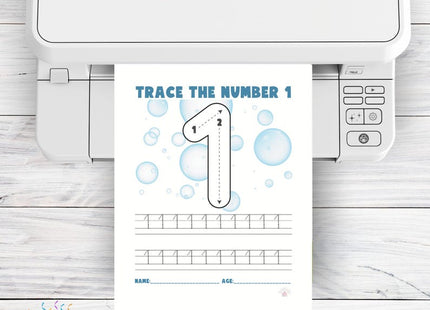 Number 1 Tracing Worksheet | Preschool Fine Motor Skills | Homeschool Printable PDF | Early Learning Tracing Activity