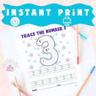 Number 3 Tracing Worksheet Printable | Kids Montessori Math Activity | Preschool Homeschool PDF - Crafty Temps