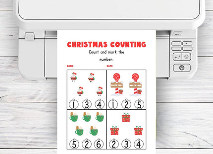Christmas Counting Worksheet | Kids Math Activity | Learn Numbers & Digits | Preschool Printable | Instant Digital Download