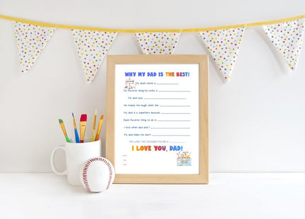All About My Dad Printable Questionnaire | Kids Father’s Day Activity | Personalized Dad Interview PDF | Instant Download Craft Page