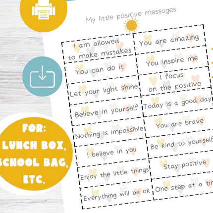 Motivational Phrase Printable for Kids | Positive Lunch Box Notes | Encouragement & Self-Esteem PDF | Inspirational School Messages - Crafty Temps