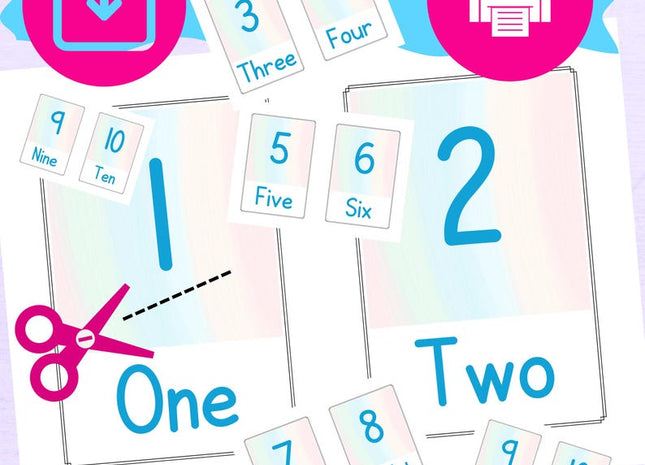 Number Recognition Flashcards 1–10 • Preschool Math Learning • Number & Word Cards • Printable PDF • Instant Download