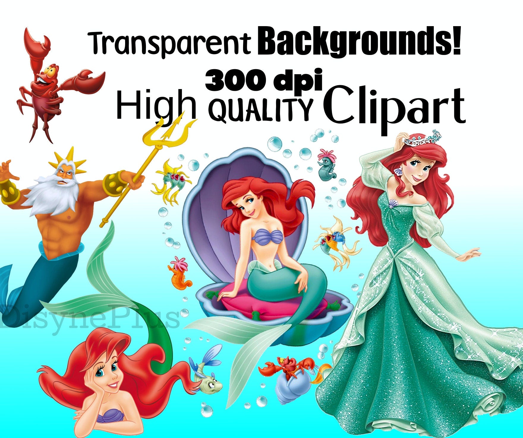 Little Mermaid SVG Bundle Ariel PNG Clipart Digital Download – Crafty Temps