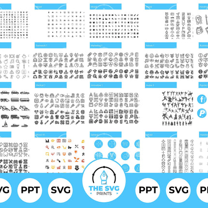 10,000 SVG Icon Mega Bundle for Business, Web, Social Media