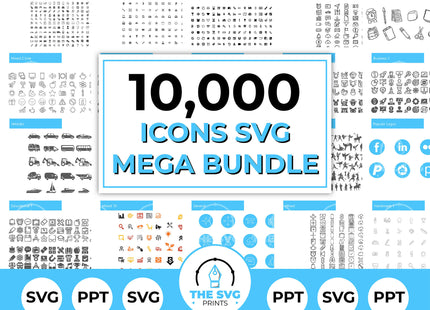 10,000 SVG Icon Mega Bundle for Business, Web, Social Media