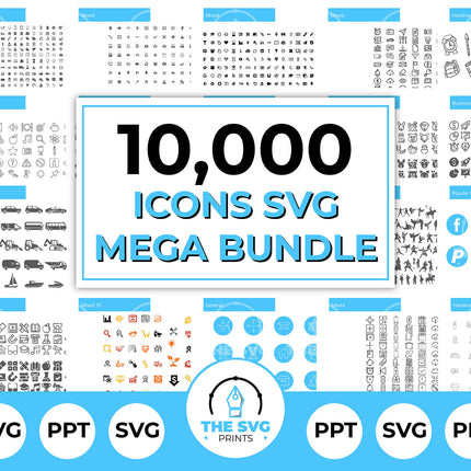 10,000 SVG Icon Mega Bundle for Business, Web, Social Media