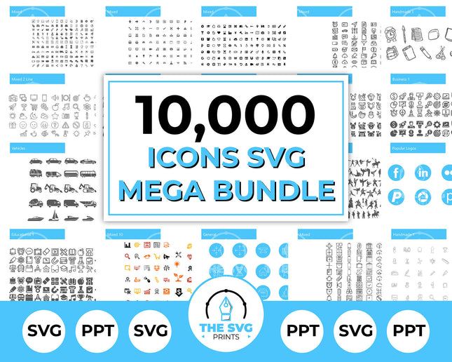 10,000 SVG Icon Mega Bundle for Business, Web, Social Media