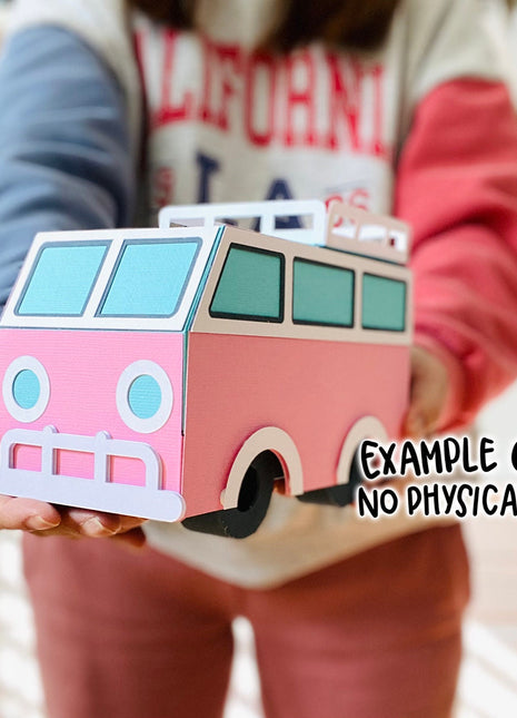 Cute Camper Van Gift Box SVG Template for Cricut