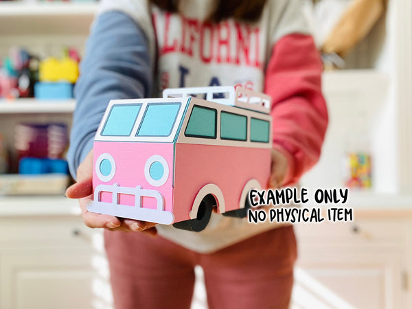 Cute Camper Van Gift Box SVG Template for Cricut