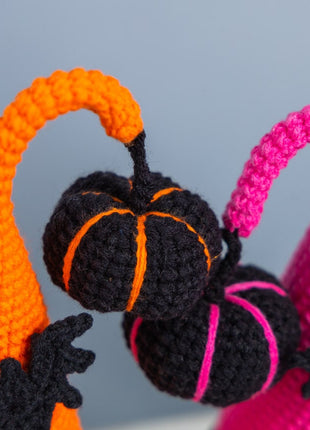 Crochet patterns Halloween gnome bundle with bat and pumpkin, Halloween crochet gnome pattern, Crochet pumpkin pattern, Crochet bat pattern