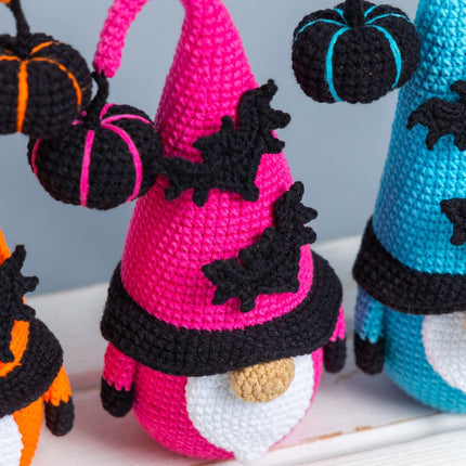 Crochet patterns Halloween gnome bundle with bat and pumpkin, Halloween crochet gnome pattern, Crochet pumpkin pattern, Crochet bat pattern