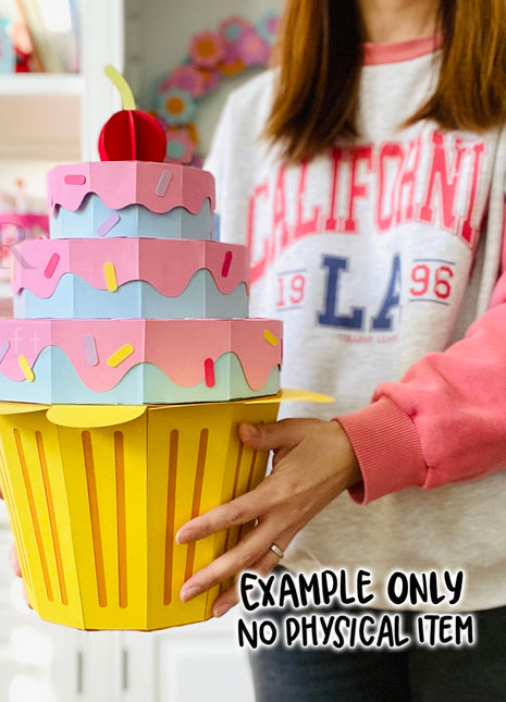 Big Cupcake Treat Box SVG Template for Cricut Party Centerpiece