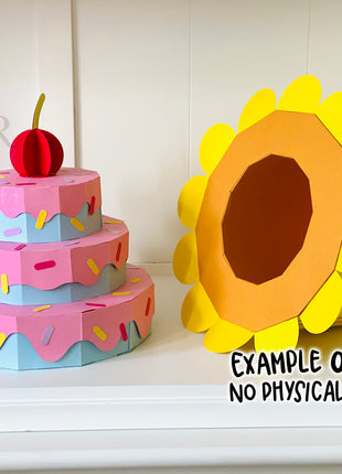 Big Cupcake Treat Box SVG Template for Cricut Party Centerpiece