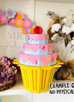 Big Cupcake Treat Box SVG Template for Cricut Party Centerpiece