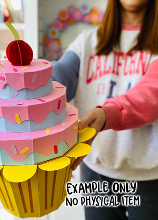 Big Cupcake Treat Box SVG Template for Cricut Party Centerpiece