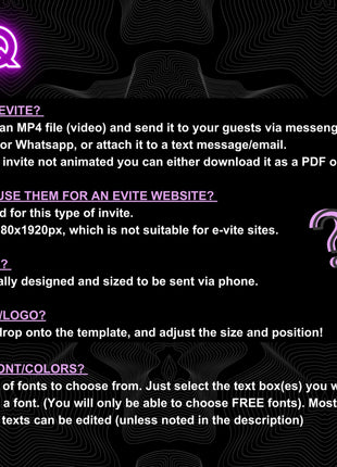 Animated Neon Pink New Year's Eve Invitation Template for Phones