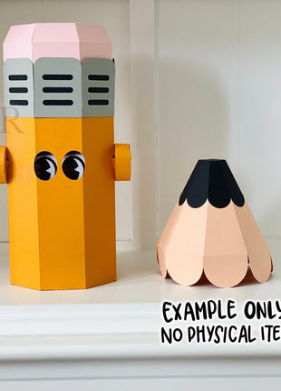 Interactive Groovy Big Pencil Paper Craft SVG Template for Cricut