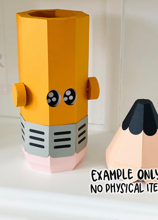 Interactive Groovy Big Pencil Paper Craft SVG Template for Cricut