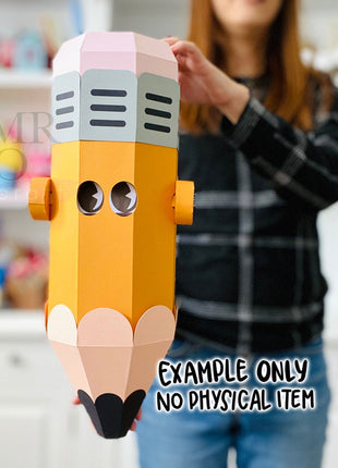 Interactive Groovy Big Pencil Paper Craft SVG Template for Cricut
