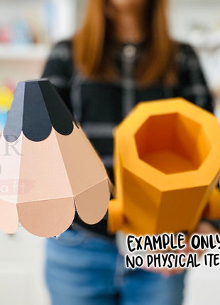 Interactive Groovy Big Pencil Paper Craft SVG Template for Cricut