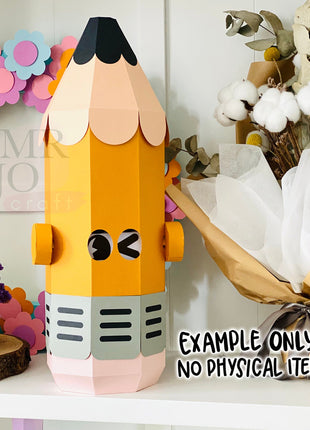 Interactive Groovy Big Pencil Paper Craft SVG Template for Cricut