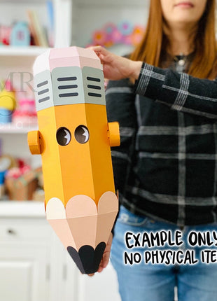 Interactive Groovy Big Pencil Paper Craft SVG Template for Cricut