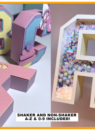 3D Letters SVG Bundle A-Z 0-9 Shaker & Non-Shaker Templates