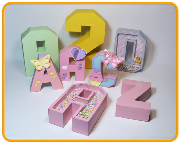 3D Letters SVG Bundle A-Z 0-9 Shaker & Non-Shaker Templates