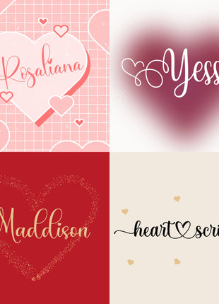 Heart Script Font Bundle – 20 Cursive TTF/OTF Fonts with Hearts