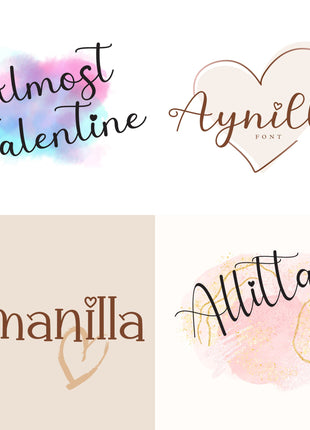 Heart Script Font Bundle – 20 Cursive TTF/OTF Fonts with Hearts
