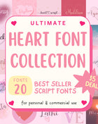 Heart Script Font Bundle – 20 Cursive TTF/OTF Fonts with Hearts